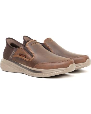 MOCASINES SKECHERS SLADE - COOPER 205237 DE CUERO MARRÓN CUERO