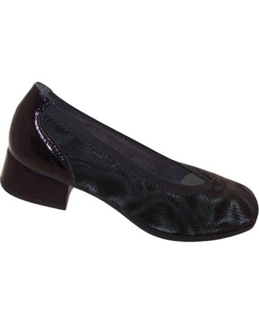 Zapatos PITILLOS  de Mujer SALON CLASICO EN PIEL Y LYCRA CON TACON BAJO DE CHAROL  NEGRO