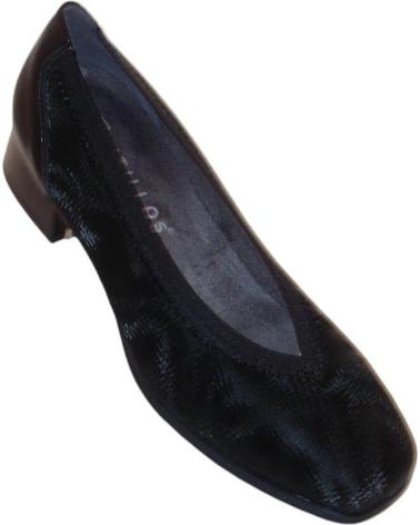 Zapatos PITILLOS  de Mujer SALON CLASICO EN PIEL Y LYCRA CON TACON BAJO DE CHAROL  NEGRO