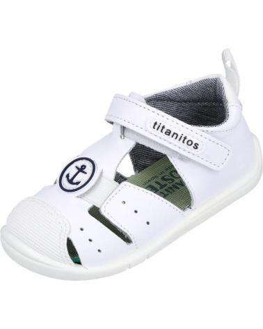 Sandalias TITANITOS  de Niño B500-IZAN SANDALIAS DE PIEL PARA NINO  BLANCO