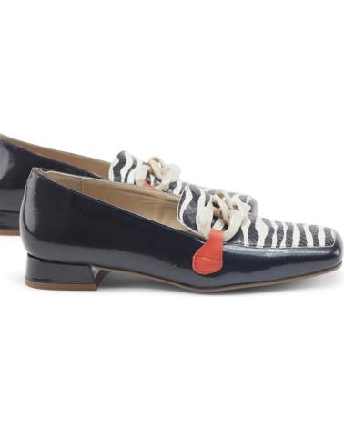 Zapatos JOSE SAENZ  de Mujer 2230-CM-CE-NEGBE  MOCASíN JS ELEGANCE - PIEL CHAROL Y CEBRA NEGRO-BEIGE-NARANJA