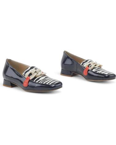 Zapatos JOSE SAENZ  de Mujer 2230-CM-CE-NEGBE  MOCASíN JS ELEGANCE - PIEL CHAROL Y CEBRA NEGRO-BEIGE-NARANJA