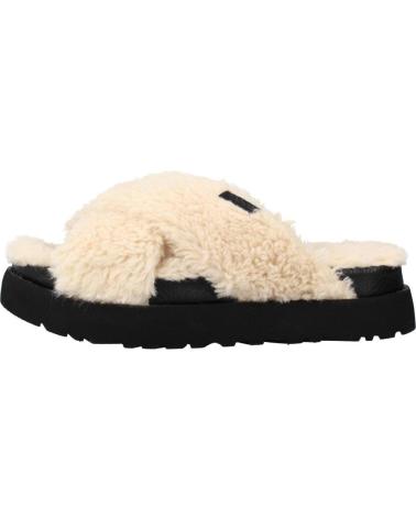 Woman House slipers UGG ZAPATILLAS HOGAR MUJER MODELO W FUZZ SUGAR CROSS SLIDE COLOR  NATURAL