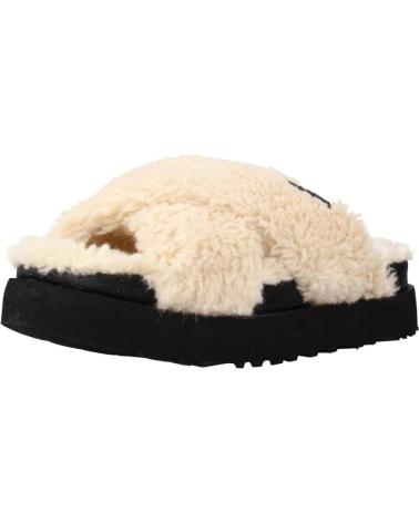 Woman House slipers UGG ZAPATILLAS HOGAR MUJER MODELO W FUZZ SUGAR CROSS SLIDE COLOR  NATURAL