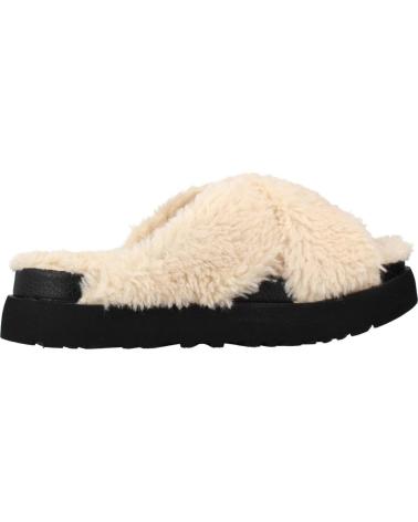 Woman House slipers UGG ZAPATILLAS HOGAR MUJER MODELO W FUZZ SUGAR CROSS SLIDE COLOR  NATURAL