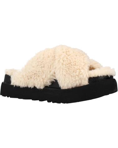 Woman House slipers UGG ZAPATILLAS HOGAR MUJER MODELO W FUZZ SUGAR CROSS SLIDE COLOR  NATURAL