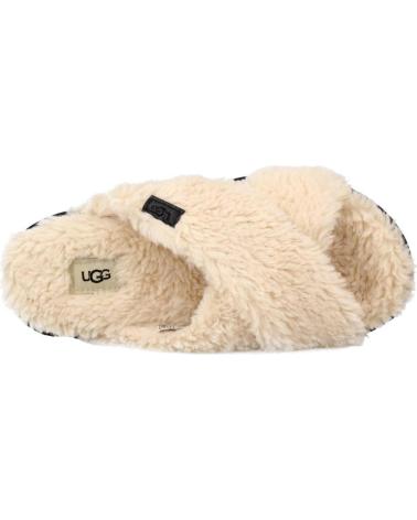 Woman House slipers UGG ZAPATILLAS HOGAR MUJER MODELO W FUZZ SUGAR CROSS SLIDE COLOR  NATURAL