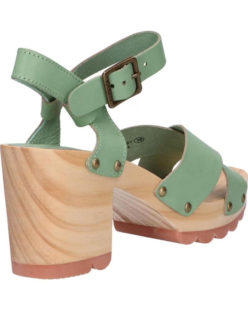 Kickers Wise – Sandale Femme Talon Bloc Élégante En Cuir Véritable, Style Intemporel Et Confort Absolu