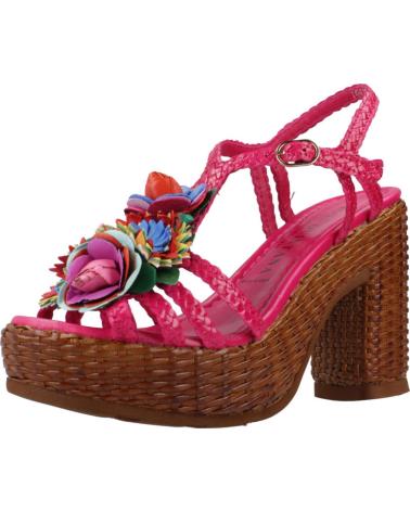 Sandales PONS QUINTANA  pour Femme SANDALIAS MUJER MODELO CANNES COLOR ROSA  TRENZADO