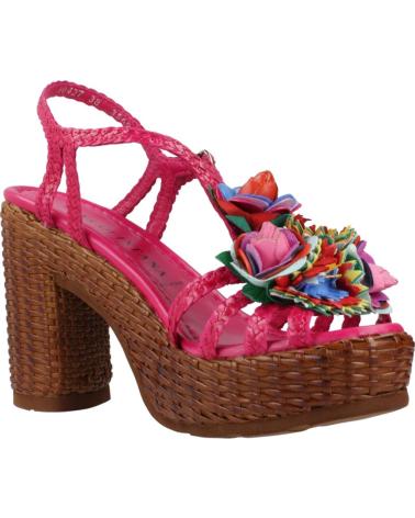 Sandales PONS QUINTANA  pour Femme SANDALIAS MUJER MODELO CANNES COLOR ROSA  TRENZADO