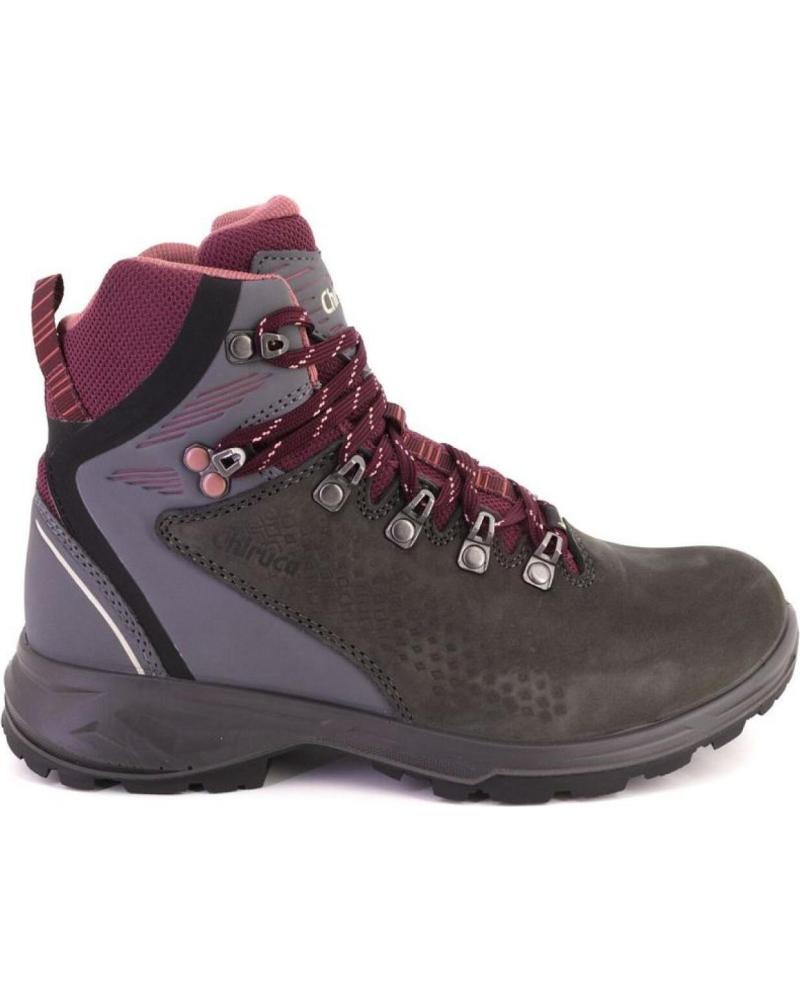 Woman boots CHIRUCA TAIGA TREKKING DE MUJER PIEL  GRIS-BURDEOS