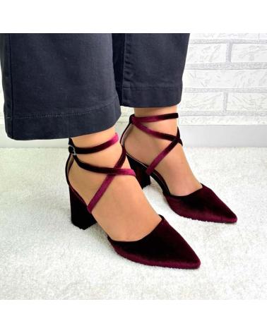 Sandalias AZAREY  de Mujer 459H623 ZAPATOS DE TERCIOPELO CON TACON PARA MUJER  BURDEOS