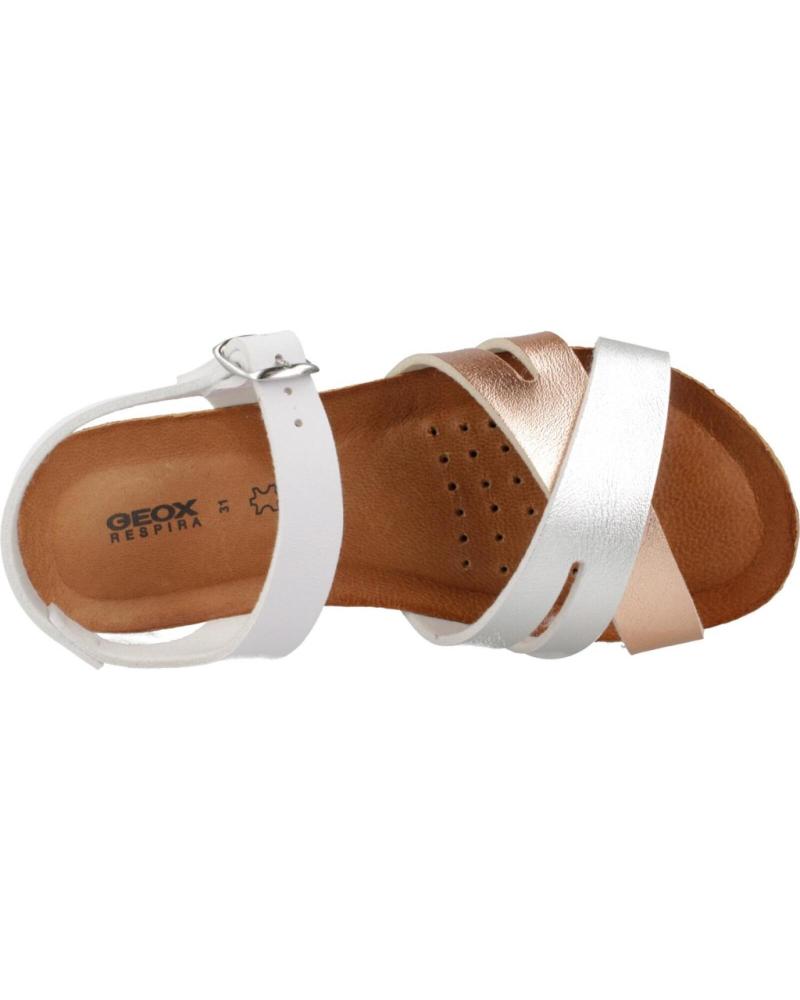 Geox J Chilene Gir Sandalen voor meisjes, Wit-rosgoud., 34 EU