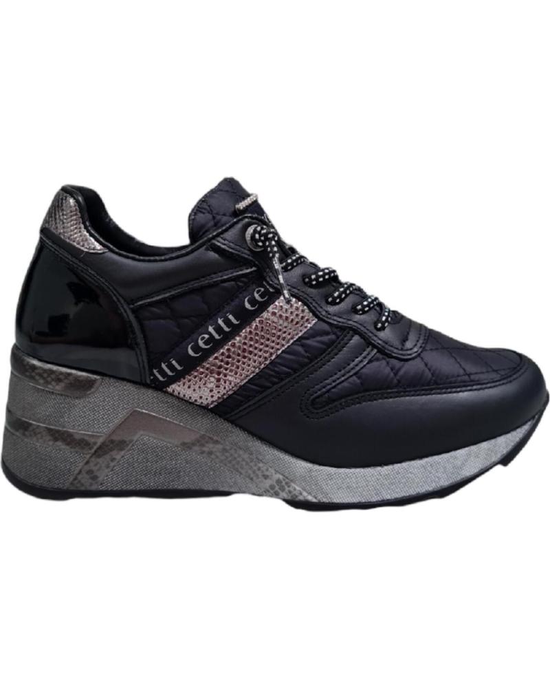 Zapatillas Deporte De Mujer CETTI ZAPATILLA PIEL NEGRA CUNA NAPA ACOLCHADO NEGRO