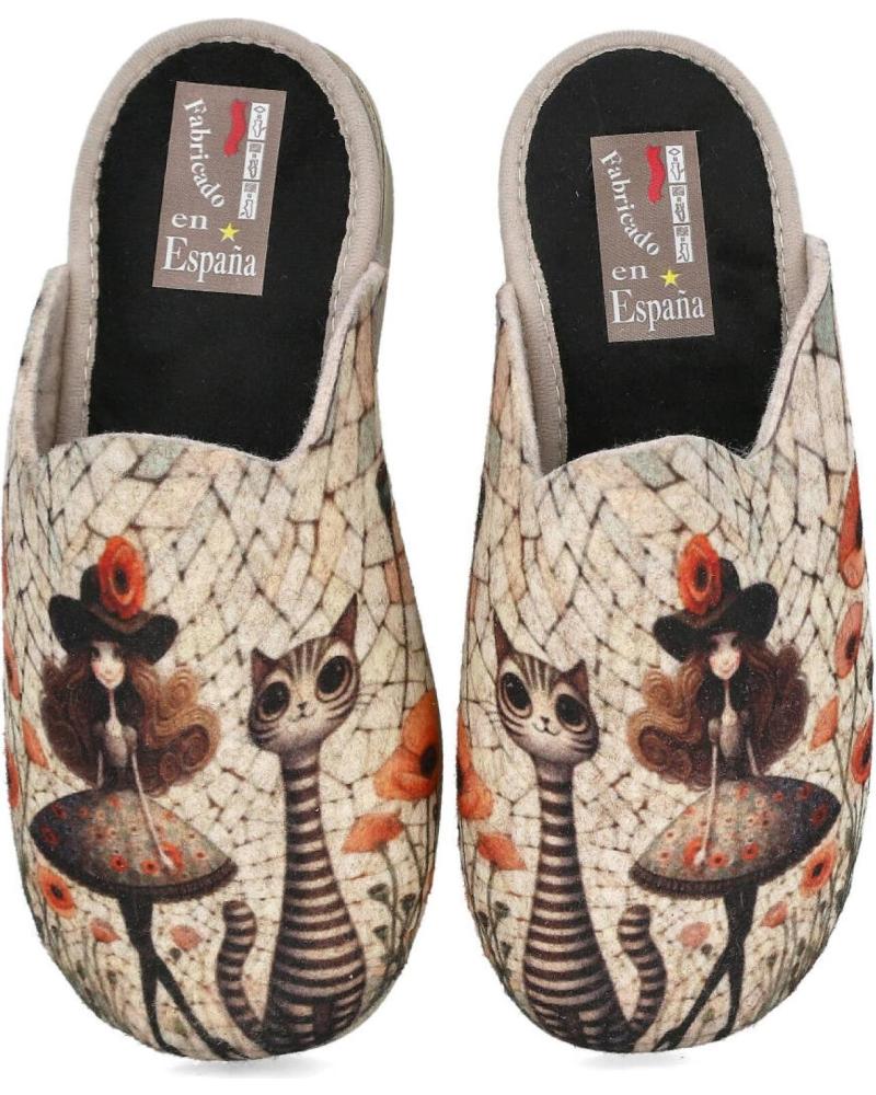 Pantoufles L&R SHOES  pour Femme LR SHOES 400-FIELTRO ZAPATILLAS DE CASA PARA MUJER  BEIGE