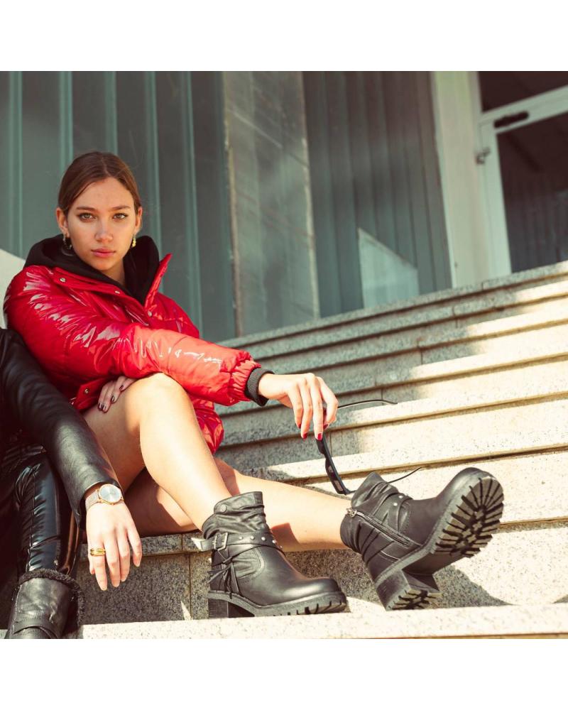 【新品】neru design kozara BRUNT LILY BLACK① Women's Coda High Heel Zip-Up Boot In Black Cherry Leather