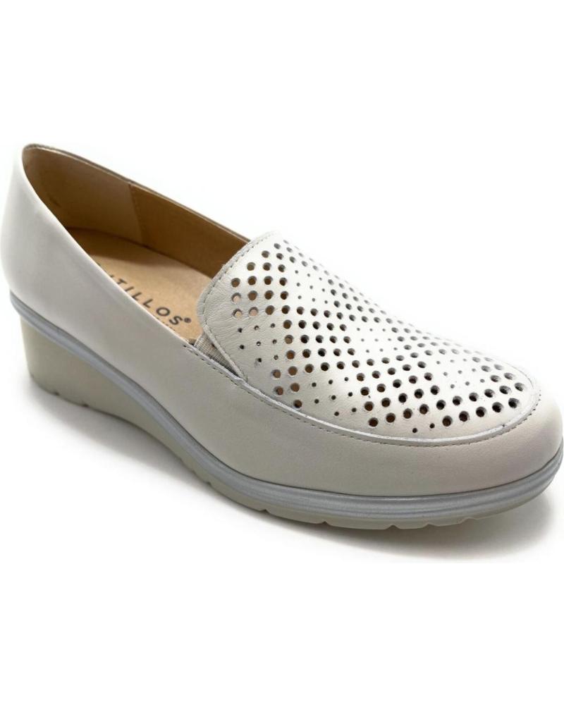 Woman shoes PITILLOS 5742 GLACIAL MOCASIN CALADO  BEIG