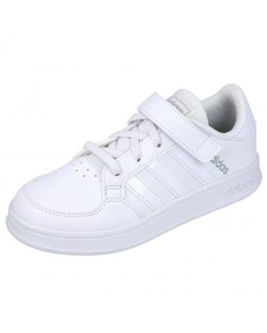 SCARPE DA GINNASTICA ADIDAS BREAKNET BAMBINO BIANCHE CON CHIUSURA A STRAPPO BLANCO