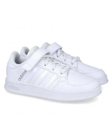 SCARPE DA GINNASTICA ADIDAS BREAKNET BAMBINO BIANCHE CON CHIUSURA A STRAPPO BLANCO
