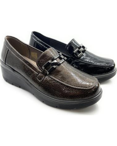 Zapatos de cuña CHIC VISION  per Donna MOCASIN MUJER CHAROL CUNA CONFORT HEBILL  NEGRO