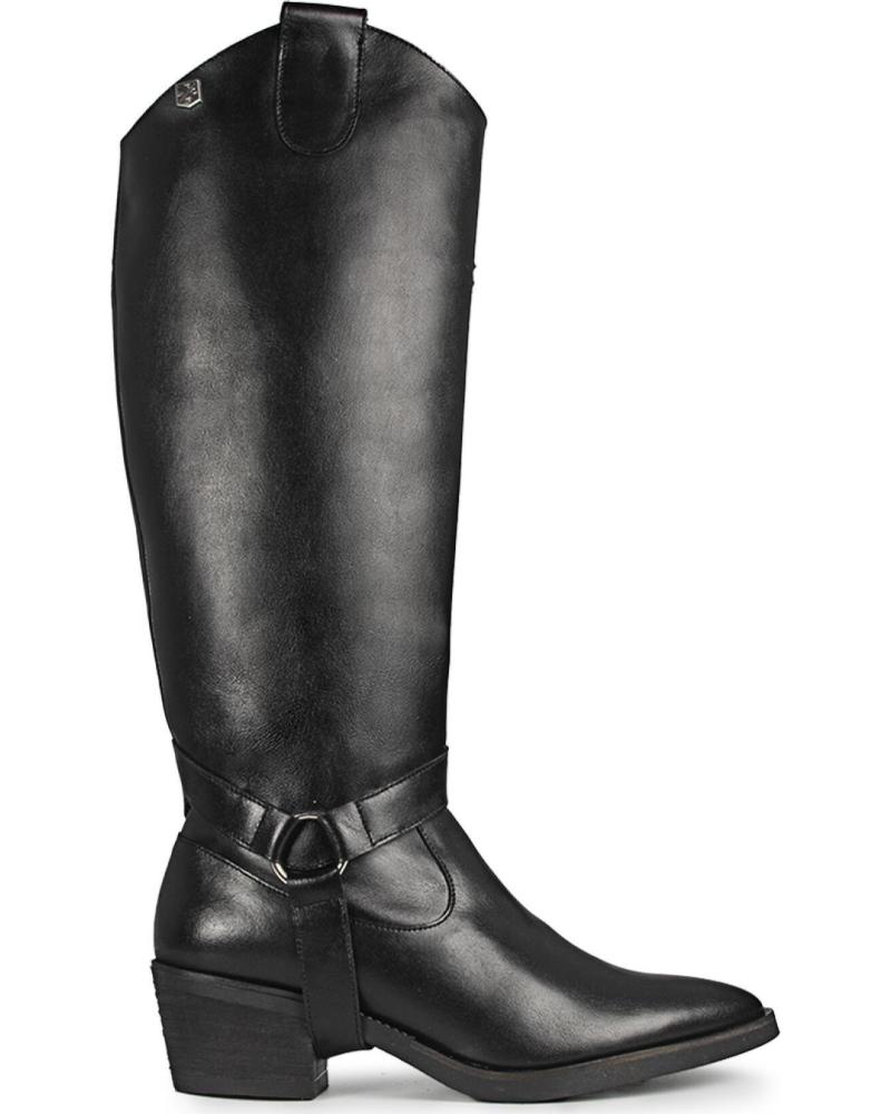 Botas POPA  de Mujer BOTAS DE MUJER ALTAS ESTILO COWBOY RANEY PIEL CON TACO  NEGRO