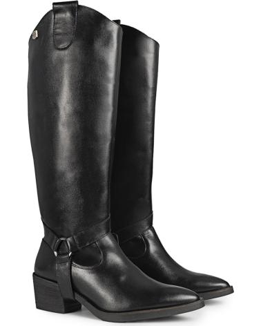 Botas POPA  de Mujer BOTAS DE MUJER ALTAS ESTILO COWBOY RANEY PIEL CON TACO  NEGRO