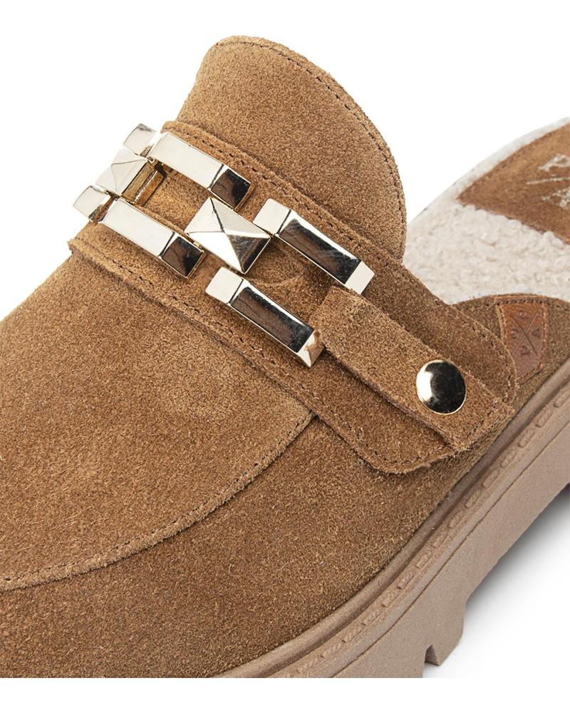 Zuecos De Mujer POPA ZUECO CERRADO MAUNA SERRAJE CUERO MARRóN