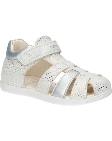 girl Sandals GEOX B254WB 007NF B SANDAL MACCHIA GIR C1Q1N OFF WHITE-LT SILVER BLANCO