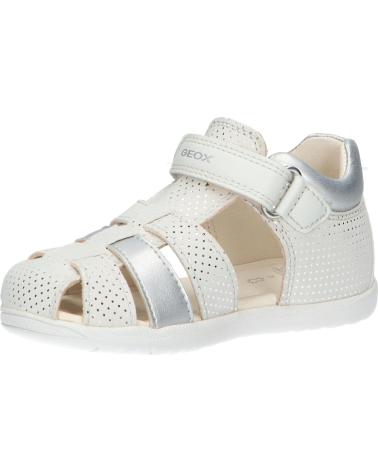girl Sandals GEOX B254WB 007NF B SANDAL MACCHIA GIR C1Q1N OFF WHITE-LT SILVER BLANCO