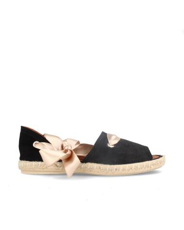 Zapatos MARILA  de Mujer ALPARGATAS PARA MUJER EN SERRAJE CON LAZADA Y PISO YUTE LOAN  NEGRO