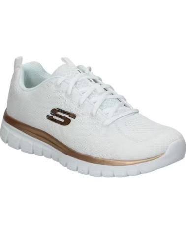 SKECHERS GRACEFUL GET CONNECTED 12615WTRG - WHITE SNEAKERS WITH ROSE GOLD DETAILS BLANCO