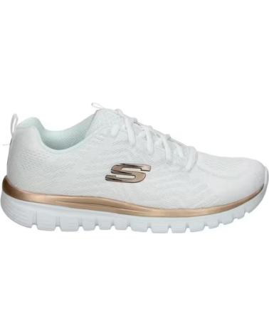 SKECHERS GRACEFUL GET CONNECTED 12615WTRG - ZAPATILLAS BLANCAS CON DETALLES ORO ROSA BLANCO