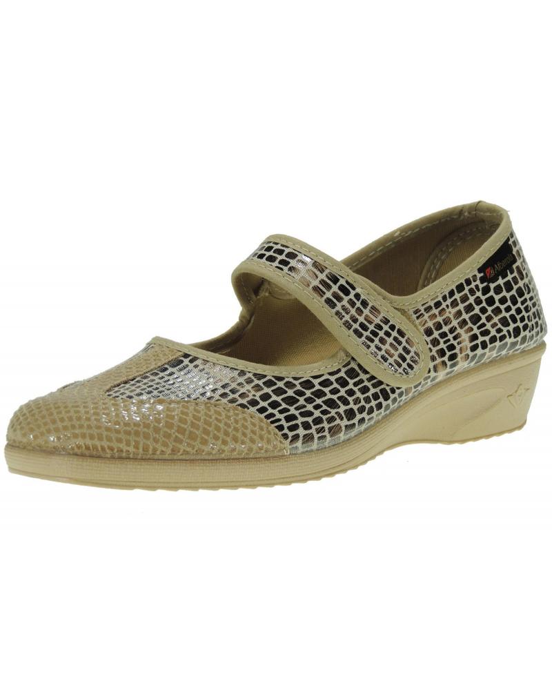 Calzado de casa ALBEROLA de Mujer ZAPATO ESCAMAS CON PISO DE GOMA Y VELCRO BEIG Calzado de casa ALBEROLA de Mujer ZAPATO ESCAMAS CON PISO DE GOMA Y VELCRO BEIG