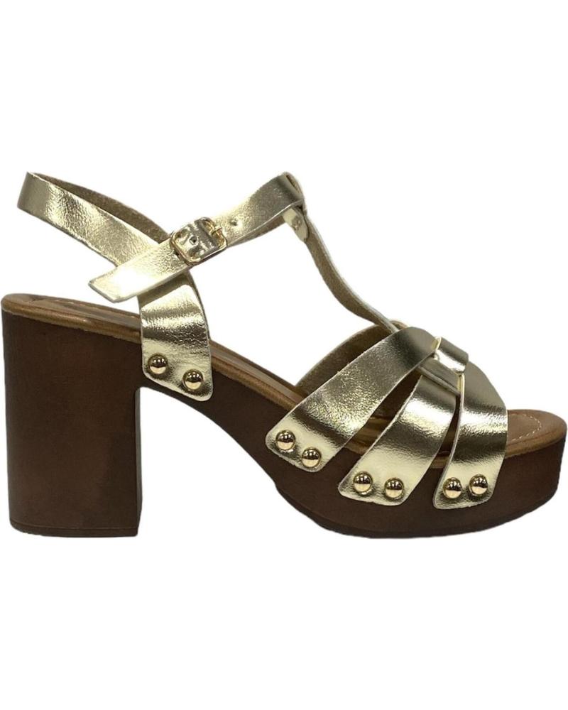 Sandalias CALZADOMANIA  de Mujer SANDALIA TACON MADERA TIRAS  ORO