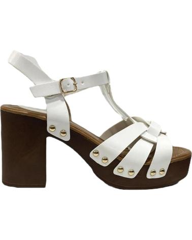 Sandalias CALZADOMANIA  de Mujer SANDALIA TACON MADERA TIRAS  BLANCO