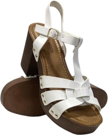 Sandalias CALZADOMANIA  de Mujer SANDALIA TACON MADERA TIRAS  BLANCO