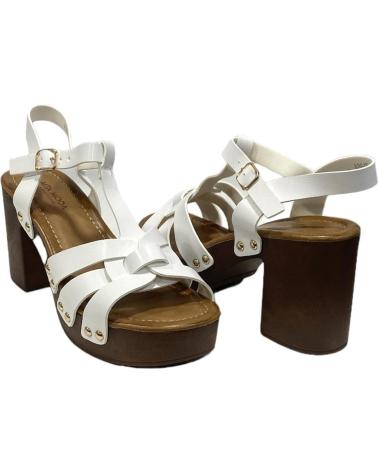 Sandalias CALZADOMANIA  de Mujer SANDALIA TACON MADERA TIRAS  BLANCO