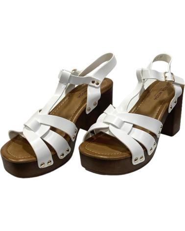 Sandalias CALZADOMANIA  de Mujer SANDALIA TACON MADERA TIRAS  BLANCO