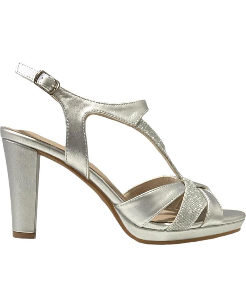 Sandalias CALZADOMANIA  de Mujer SANDALIA TACON TIRAS TRIANGULO  PLATA
