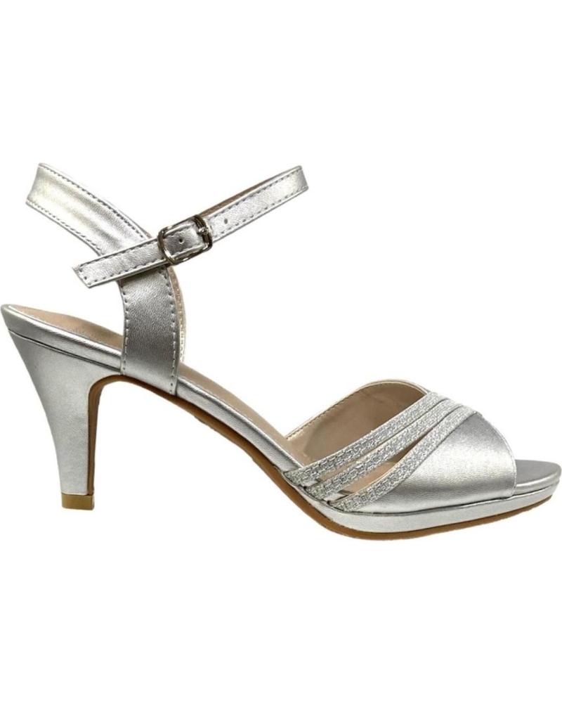 Sandalias CALZADOMANIA  de Mujer SANDALIA COMBINA 3 TIRAS BRILL  PLATA
