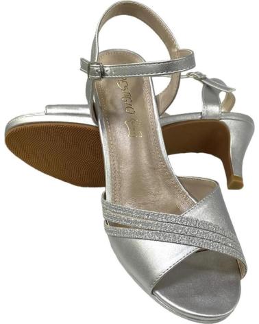 Sandalias CALZADOMANIA  de Mujer SANDALIA COMBINA 3 TIRAS BRILL  PLATA