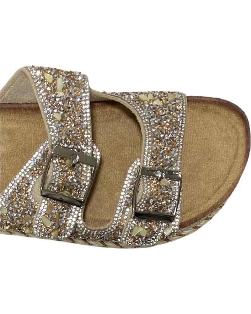 Sandalias De Mujer CALZADOMANIA SANDALIA PLANA DOS HEBILLAS ORO