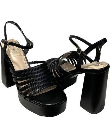 Sandalias CALZADOMANIA  de Mujer SANDALIA MULTITIRAS METALIZADA  NEGRO
