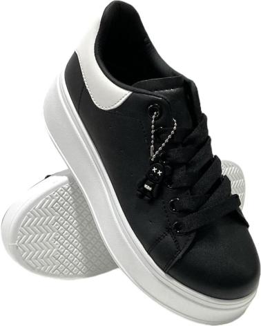 Zapatillas deporte CALZADOMANIA  de Mujer BAMBA NAPA SUELA ANCHA  NEGRO