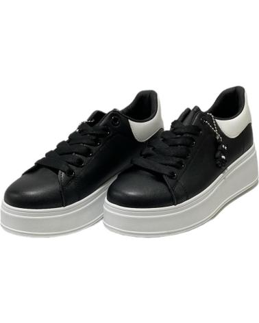 Zapatillas deporte CALZADOMANIA  de Mujer BAMBA NAPA SUELA ANCHA  NEGRO