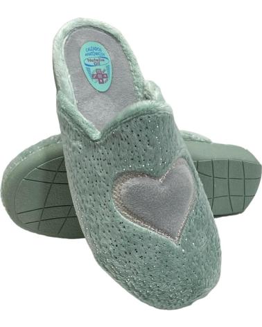 Calzado de casa CALZADOMANIA  de Mujer ZAPATILLA CORAZON CON GLITER  VERDE