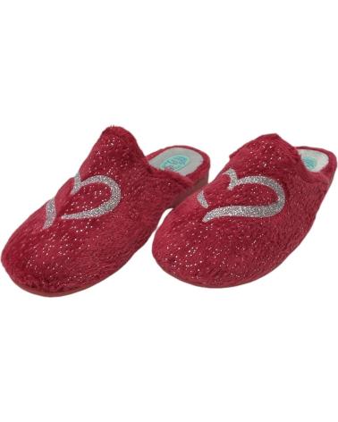 Calzado de casa CALZADOMANIA  de Mujer ZAPATILLA CORAZON A MANO  ROJO