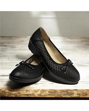 Zapatos de Mujer CALZADOMANIA BAILARINA FLEXIBLE CALADA NEGRO