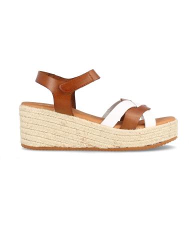 Sandalen MARILA  für Damen SANDALIA PARA MUJER DE PIEL CON CUNA MEDIA PANAMA BLANCO Y A  AVELLANA
