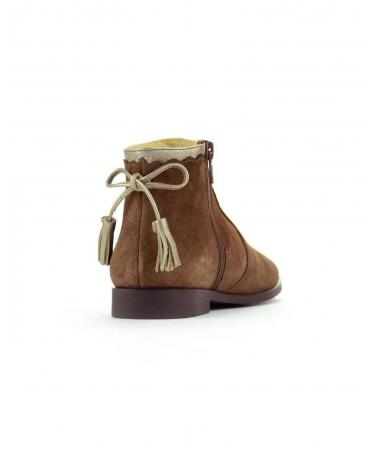 Botines De Mujer RUTH BOTIN BORLAS TALON ANT CUERO  MARRON